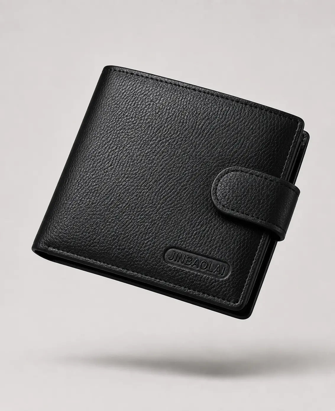 Portefeuille en cuir noir avec fermeture