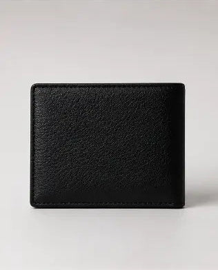Arrière du portefeuille en cuir pour homme Jinbaolai noir fermé avec finition en cuir véritable